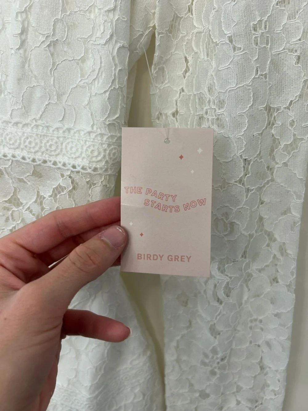 Birdy Grey White Lace Long Sleeve Mini Dress - Picture 2 of 4